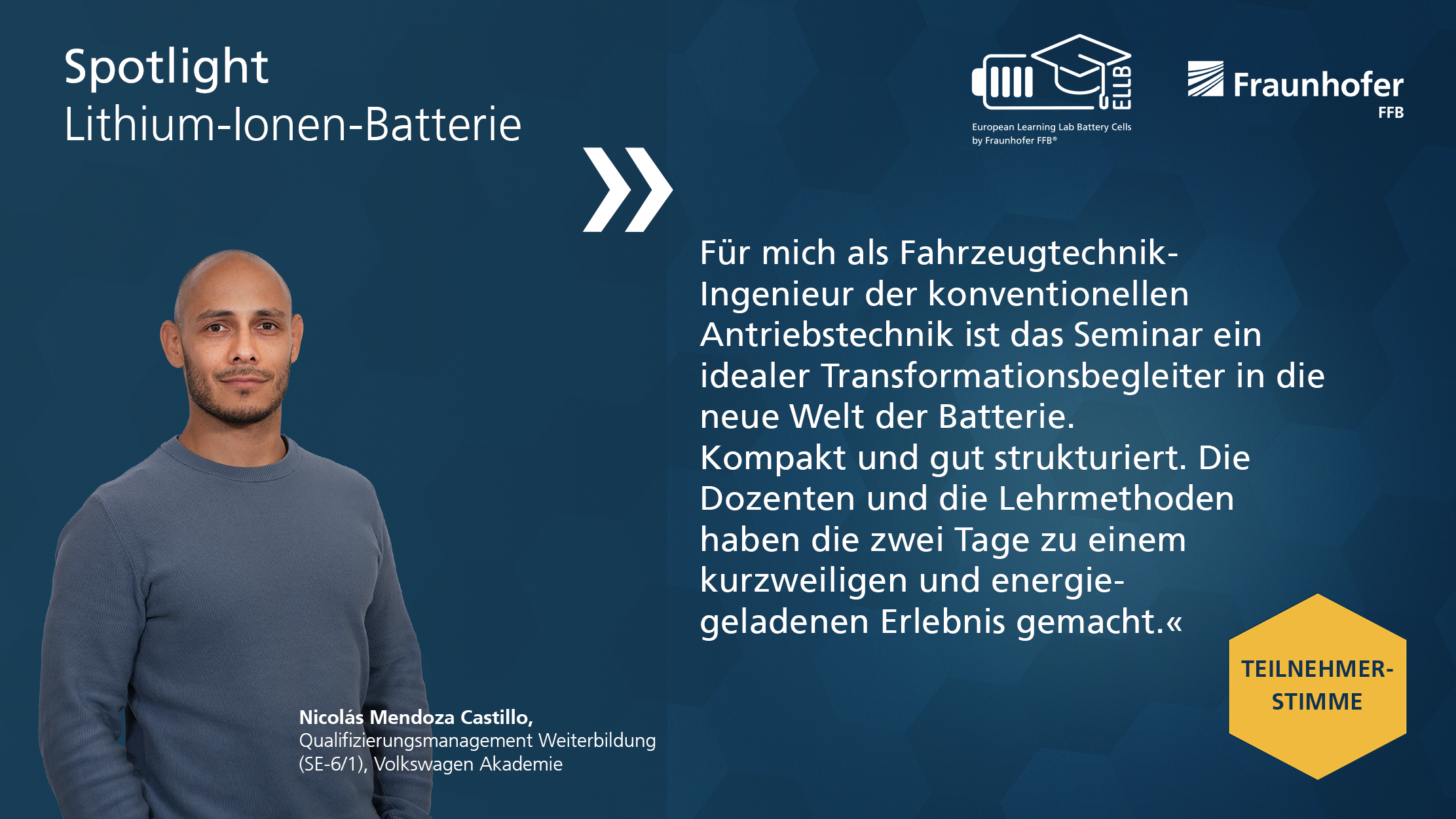 Referenz für das Seminar Spotlight Lithium-Ionen-Batterie