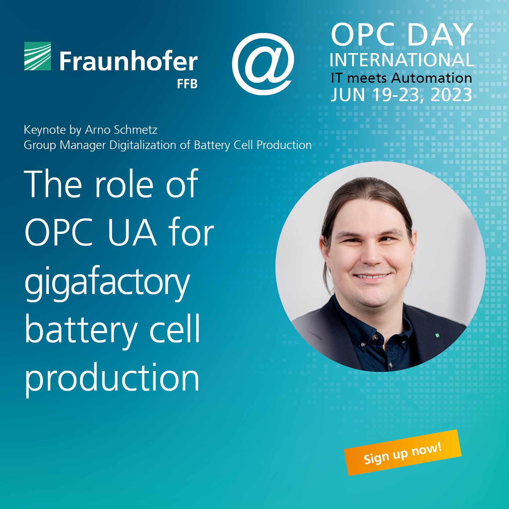 Vortrag von Arno Schmetz über OPC UA in der Batteriezellfertigung